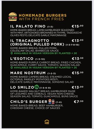 Menu  at Buns in Alghero