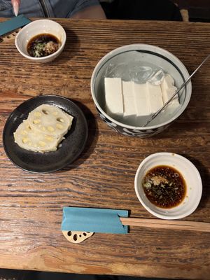 Lotus root and cold tofuu  at Renkon-Ya in Kyoto