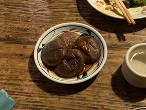Baked shiitake mushroom at Renkon-Ya in Kyoto