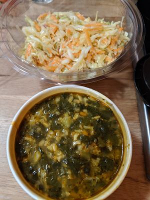 Spinach stew and coleslaw at KIND in Sofia