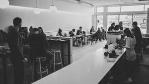 View looking down the bar.  at Jonny Bean Coffee in Lethbridge