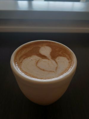 Oat milk cappuccino at Jonny Bean Coffee in Lethbridge