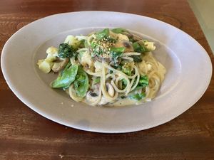 Creamy pasta at Ihanoha in Kanazawa