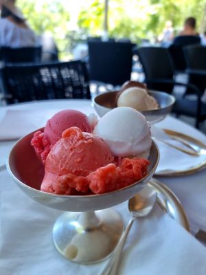 Several flavours of icecream and sorbet at Gelateria Constantin in Merano