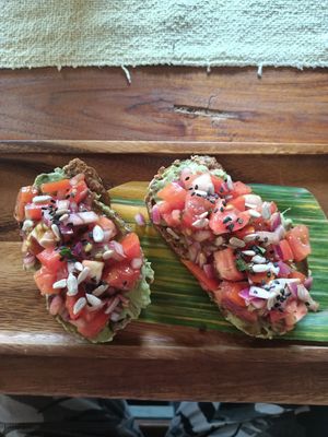 Bruschetta with avocado at Two Little Birds in Luang Prabang