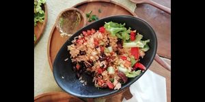 Half eaten Mexican bowl - super delisous at Two Little Birds in Luang Prabang