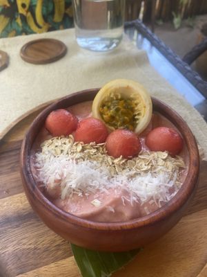 Pink smoothie bowl   at Two Little Birds in Luang Prabang