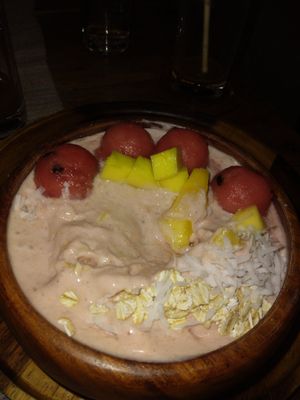 Pink bowl (pic halfway through eating) #Veganuary at Two Little Birds in Luang Prabang