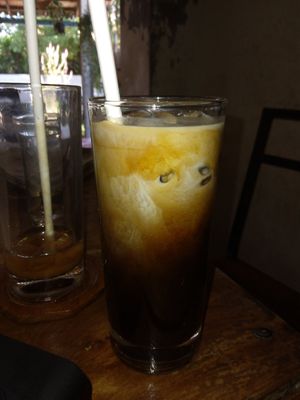 Iced White coffee w coconut milk  #Veganuary at Two Little Birds in Luang Prabang