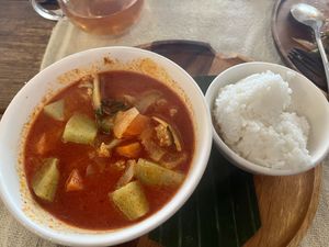 Curry and rice   at Two Little Birds in Luang Prabang