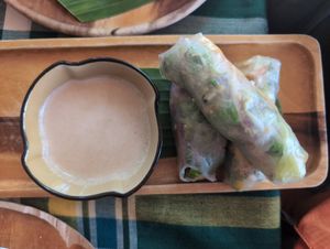 Rice paper rolls at Two Little Birds in Luang Prabang