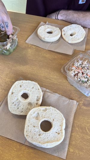 Made our own vtuna bagels  at Whole Foods Market in Miami Beach