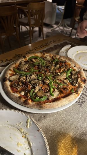 Vegan pizza  at Shtastliveca in Veliko Tarnovo