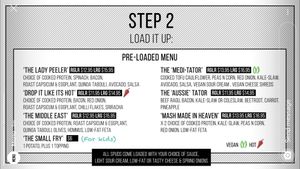 Pre-loaded menu - one vegan option at Mr Potato in Glenelg