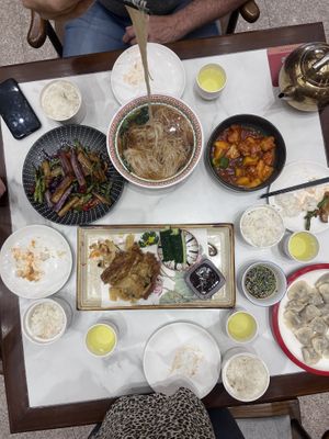 Our table  at Daxingshan Temple Vegetarian in Xian