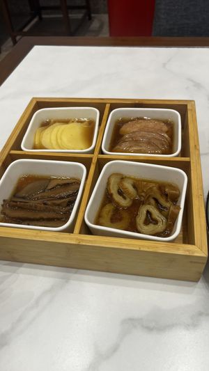 serving of mock-meat, and others (mushrooms)  at Daxingshan Temple Vegetarian in Xian