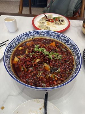 Sizzling fish   at Daxingshan Temple Vegetarian in Xian