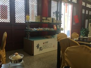 Snacks and sweets on sale in the restaurant at Daxingshan Temple Vegetarian in Xian