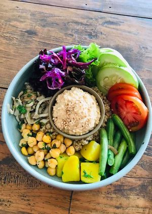 Mediterranean Buddha Bowl at Annamaya in Lalitpur