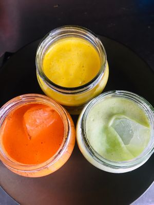 Fresh cold pressed Juices at Annamaya in Lalitpur