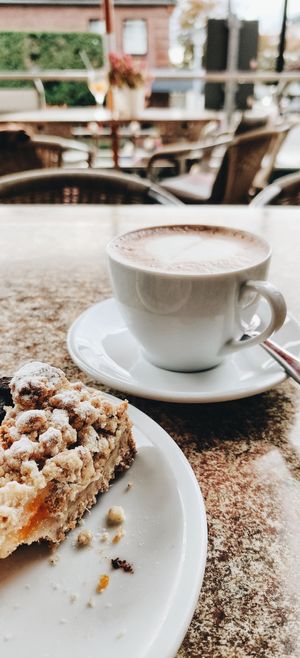 Hot chocolate and two different cakes (you can get half of a slice, so you can try more) at Der Kaffeekocher & Meer in Sankt Peter-ording