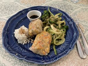 Tempeh dumplings  at Mela Canela in Sintra