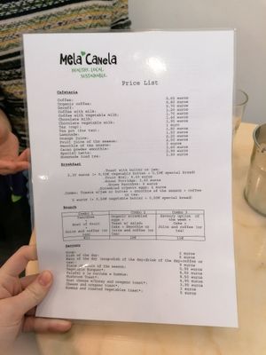 Menu (will change in April) at Mela Canela in Sintra