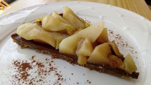 Pear and carob pie. Vegan, Gluten and sugar free ❤️ at Mela Canela in Sintra