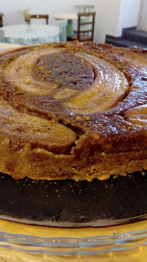 Banana cake. Oat and almond flour with coconut sugar. Vegan and delicious!  at Mela Canela in Sintra