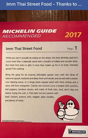 Michelin Guide Recommendation at Imm Thai Street Food in Berkeley