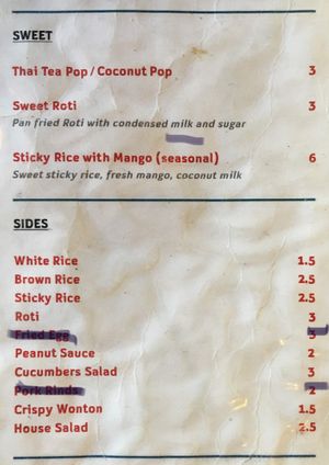 Menu at Imm Thai Street Food in Berkeley