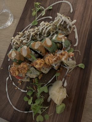 3 rolls- mr crunch, kimbap, orenji  at Bloom Sushi in Montreal