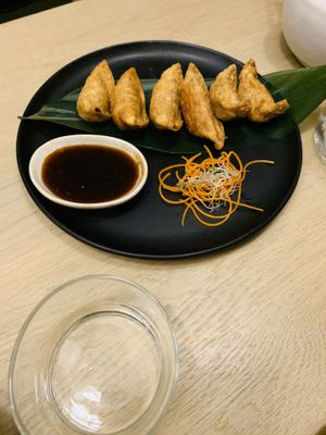 Crispy gyozas. Really good! at Bloom Sushi in Montreal