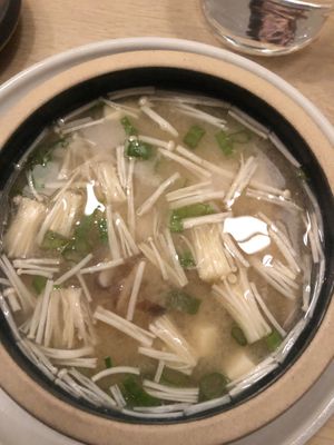 Miso soup at Bloom Sushi in Montreal