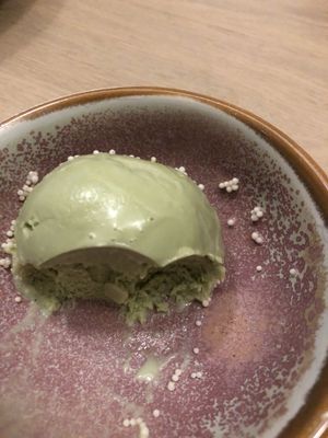 Matcha ice cream at Bloom Sushi in Montreal