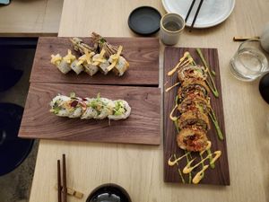 Enoki, La Fiesta, Namaste, and Kill Bill (far right) at Bloom Sushi in Montreal