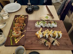 (Left) Kill Bill, (top to bottom) Namaste, La Fiesta, Enoki at Bloom Sushi in Montreal