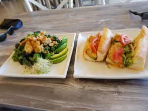 Kale Salad and "Shrimp Po-Boy" at The Purple Mint - Linda Visa Rd in San Diego