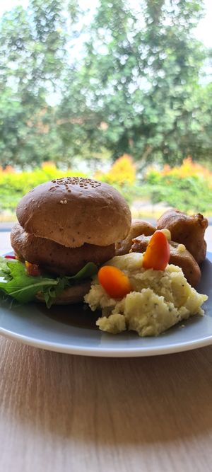Vegan Portobello Mushroom Burger
without onion and garlic🍔🍄 at Real Food 真食 - Yishun in North Singapore