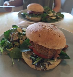 Lentil croquette burger. 😋😋😋😋😋 at Real Food 真食 - Yishun in North Singapore