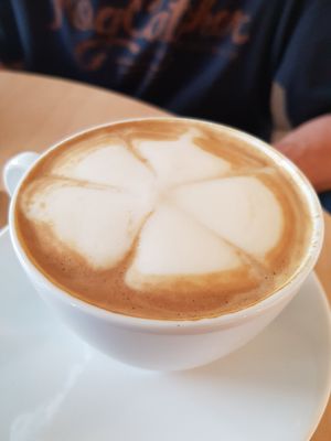 Latte with soy milk at Real Food 真食 - Yishun in North Singapore