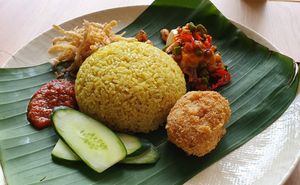 Nasi Lemak (w/o) egg.Vegan at Real Food 真食 - Yishun in North Singapore