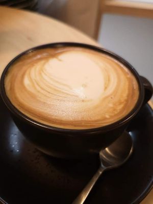 Cappacino w soy milk $6.50 at Real Food 真食 - Yishun in North Singapore