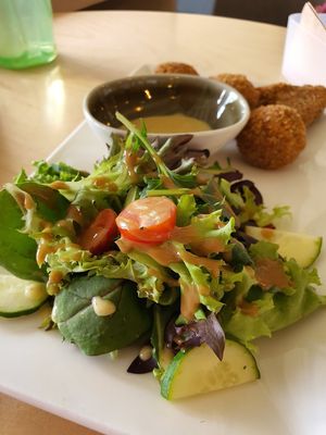 Salad with veggie nuggets at Real Food 真食 - Yishun in North Singapore