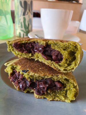 Matcha azuki bun at Real Food 真食 - Yishun in North Singapore