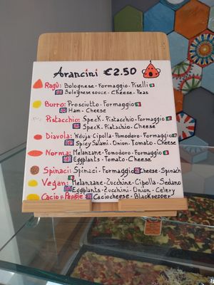 Arancini menu at stritFUD in Taormina