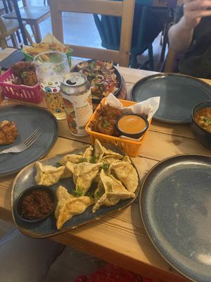 Momos and onion bhaji   at Momo Shop in Manchester