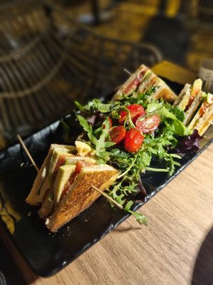 Vegan club sandwich at Ovàl in Thessaloniki
