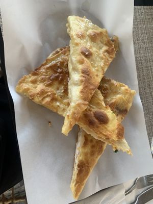 Fried pie with vegan cheese (feta and cheddar)  at Ovàl in Thessaloniki
