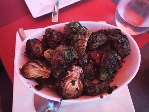 Maple soy glazed Brussels Sprouts at Lamoraga in Naples